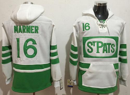Maple Leafs #16 Mitchell Marner White/Green St. Patrick's Day Pullover NHL Hoodie